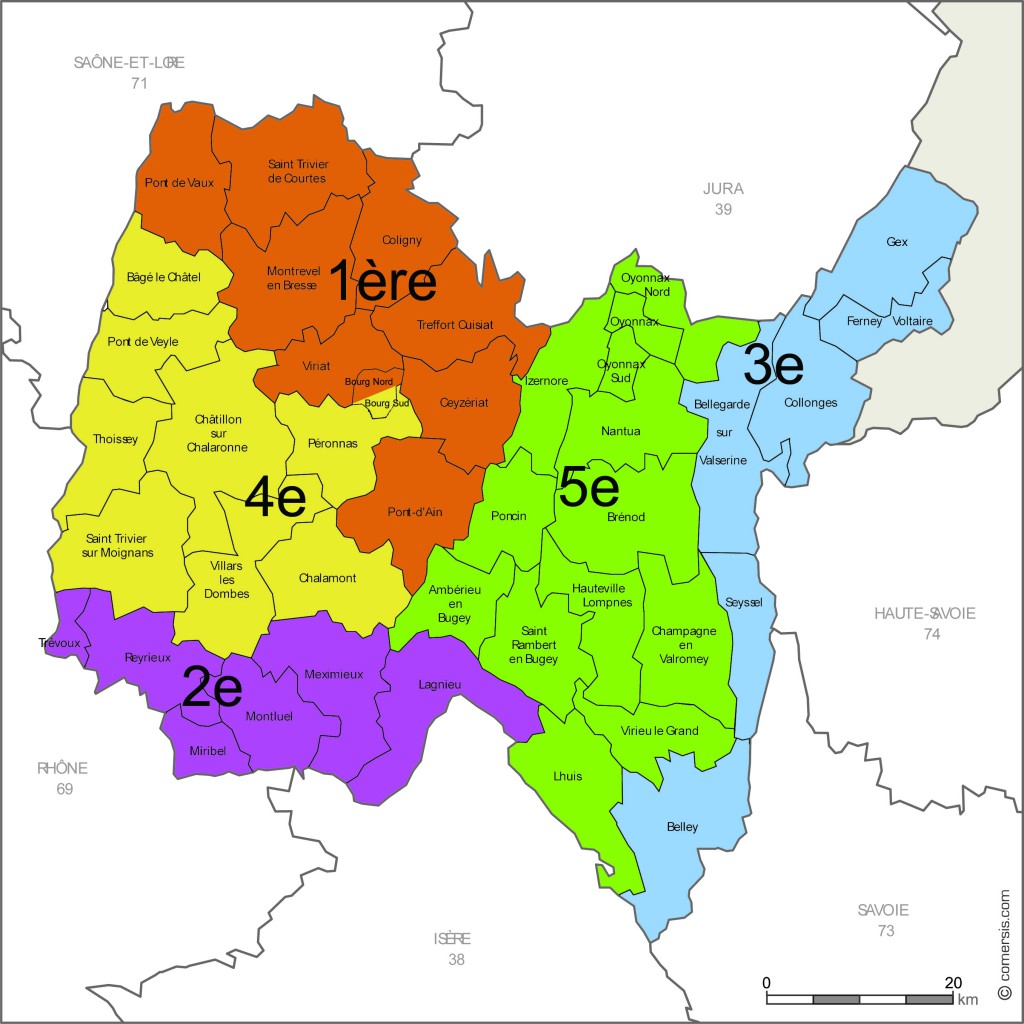 Carte des circonscriptions de l’Ain EÉLV Ain